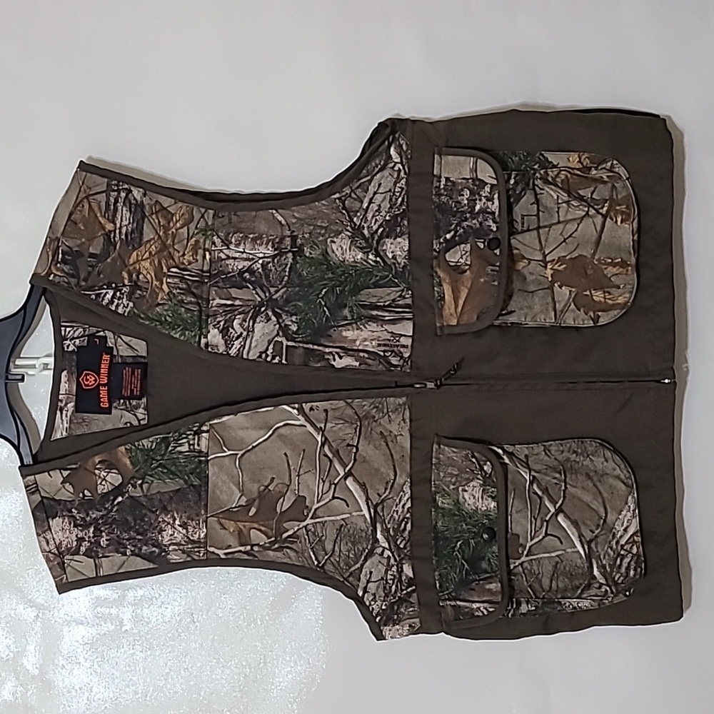 Game Winner Camo Hunting Vest Mens Outdoor Realtree Pockets Game Bag Brown Large